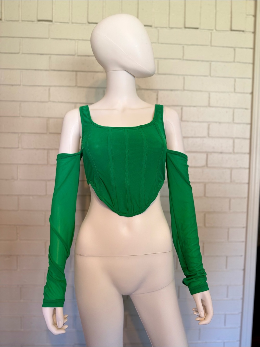 BY.DYLN Green Aria Corset Top